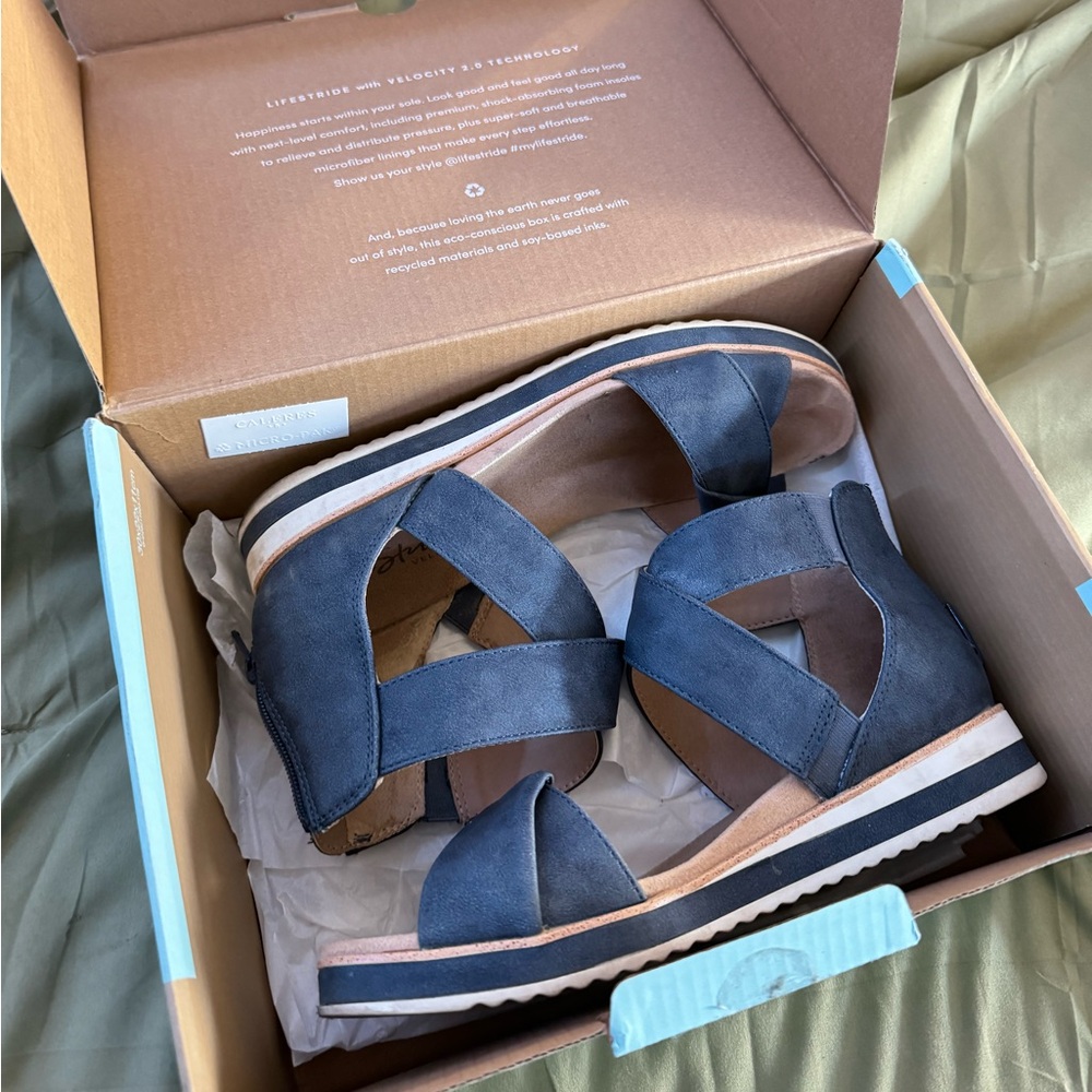 Blue Wide Width Sandals